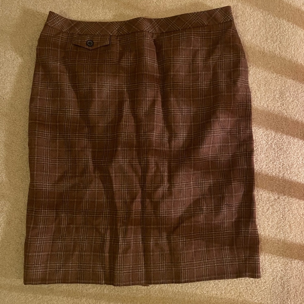 Beautiful brown plaid classic j crew pencil skirt